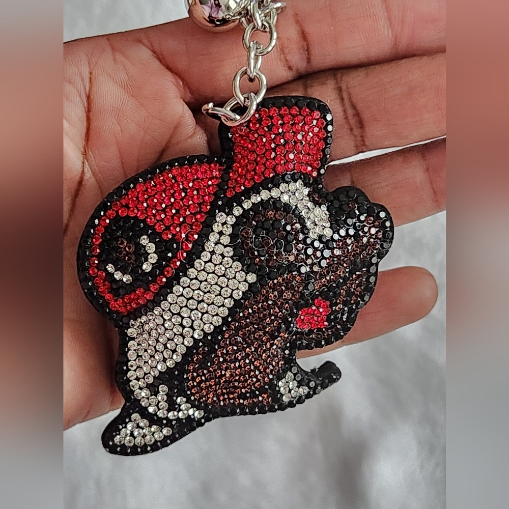 Buc-ee Sparkling Red and Brown Beever Keychain Bag Charm - Picture 4 of 6
